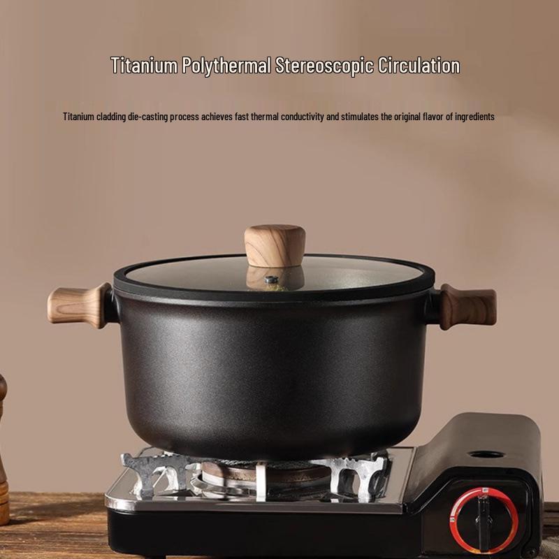 Universal Titanium Non-Stick Stockpot: Steaming & Stewing Pot for Induction & Gas Stoves