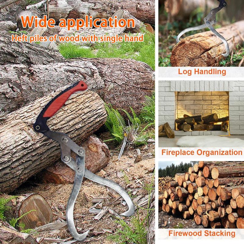 Logging Tongs 2 Claw Skidding Tongs Log Grapple For Logging Lifting Handling Dragging & Carrying Tool Heavy Duty Timber Claw Non