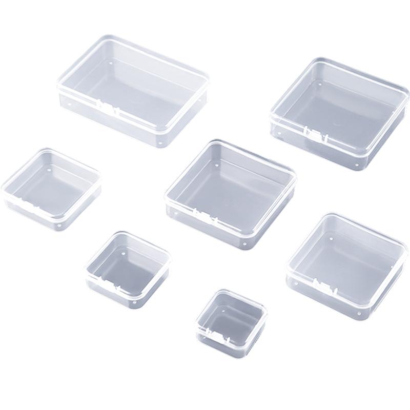 2Pcs Mini Square Boxes Clear Plastic Jewelry Storage Case Container Packaging Box For Earrings Rings Beads Collecting