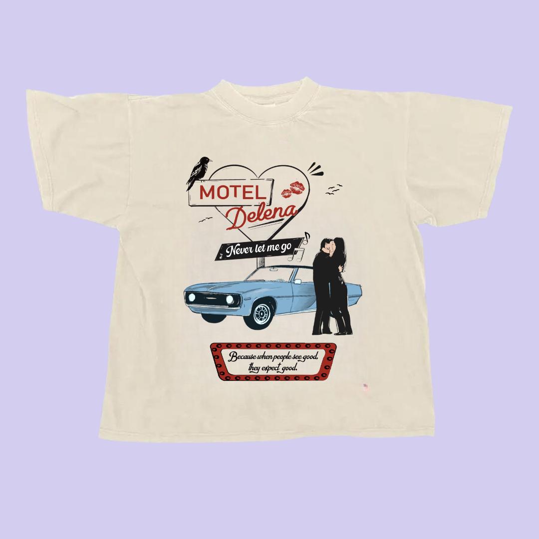 

Motel Delena TshirtThe Vampire DiariesDamonElenaLoose TshirtRetroFashionNostalgic TV Series Tshirt S