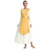 Women Church Worship Robe Choir Performance Tunic Metallic Patchwork Lace Up Sides Split Satin Dress
