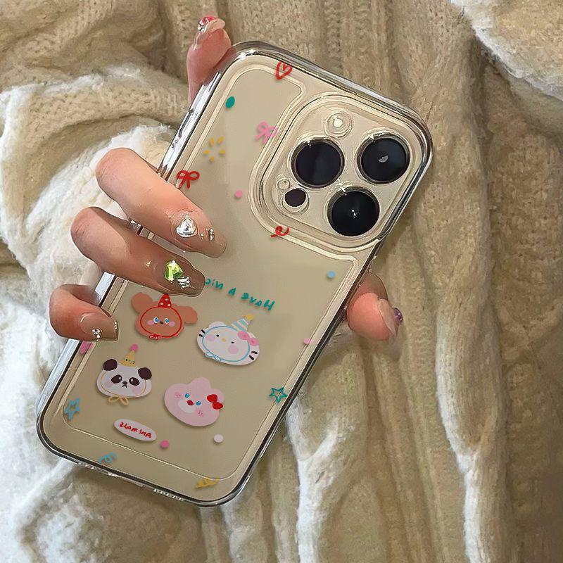 Animal Party Transparent Space Case for iPhone 15/15 Pro/16/17 Pro Max - Precise Cutouts and Soft Shell