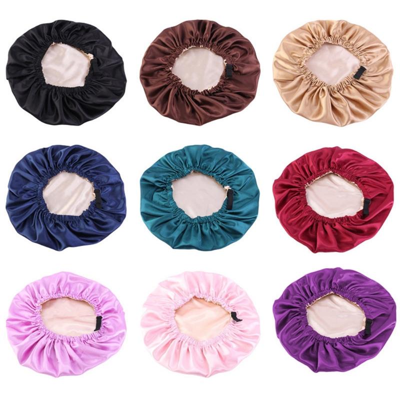 Satin Bonnet Beanie Hat Double Layers Satin Dome Cap for Head Wrap Cover with Neat Stitches Invisible Elastic Band