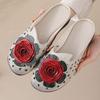 Fashion 2025 Big flower cow leather sandals womens summer cut out mules low heels woman retro luxury slipper sandals lady slip on shoes