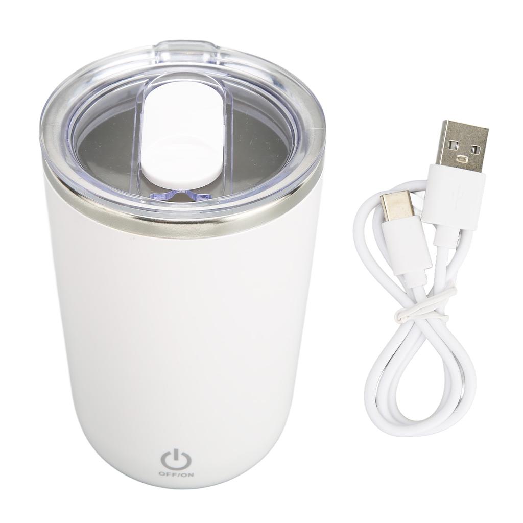 Self Stirring Mug High Speed Low Noise Stainless Steel Automatic Mixing Cup 350ml White