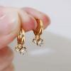 Fashion Jewelry 925 Sterling Silver Luxury Shiny Zircon Drop Hoop Earring Gold Plated Simple Design for Party Gift for Women