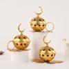 Ramadan Moon Stars Hollow Golden Incense Burner Eid Metal Crescent Leaf Yoga Censer Bedroom Living Room Party Table Decoration