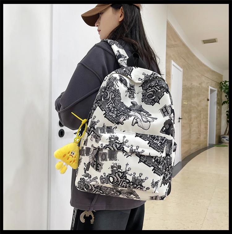 Schoolbag Large Capacity Mori Casual Backpack Personalized Graffiti Simple Sports Backpack New Fashion Letter Student School Bag