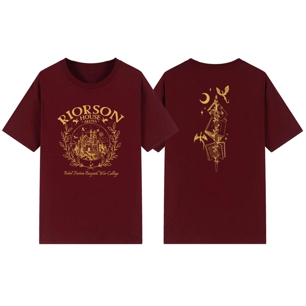 Riorson House T Shirts Vintage Fourth Wing Basgiath War College T-shirt Unisex Short Sleeve Tshirts Rider Shirt Bookish Gifts