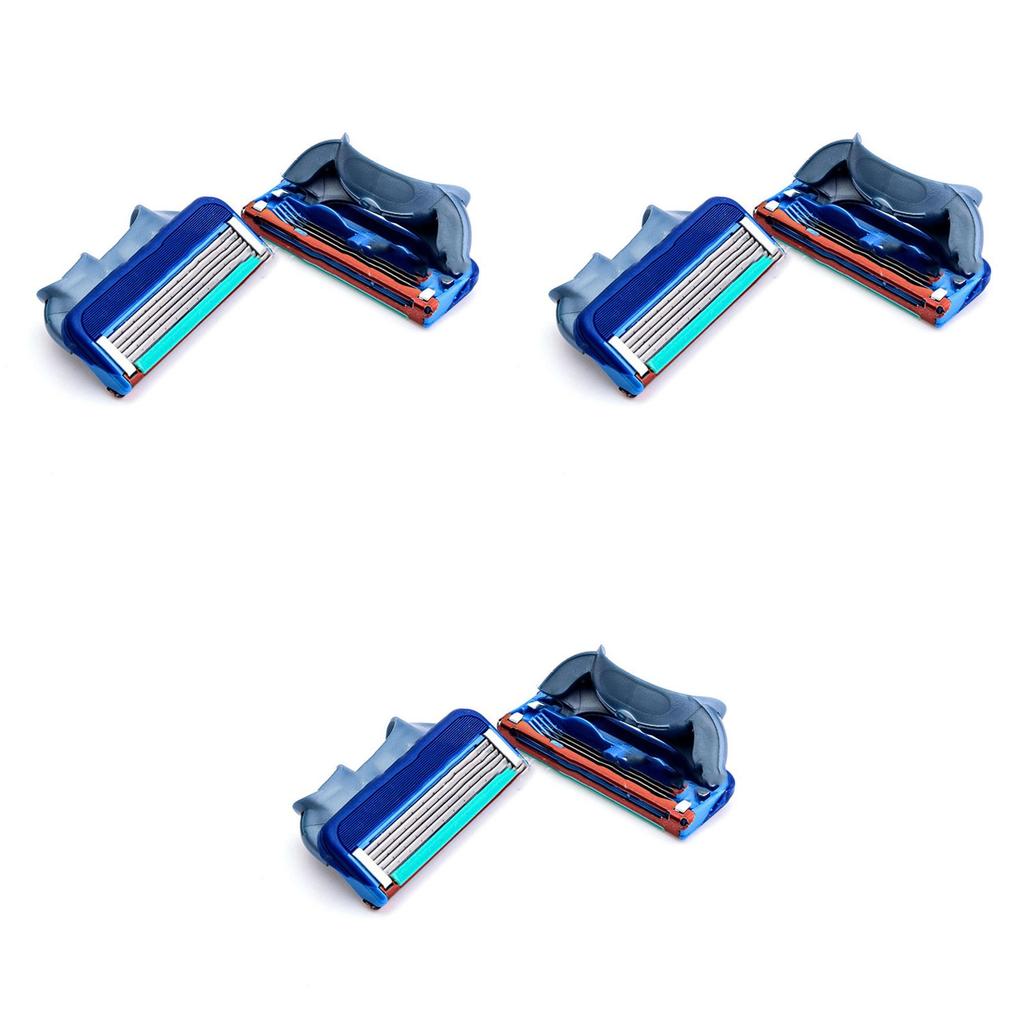 Luxurious 4pcs Shaving Razor Shaver Blades With Premium Five Layers In Elegant Blue