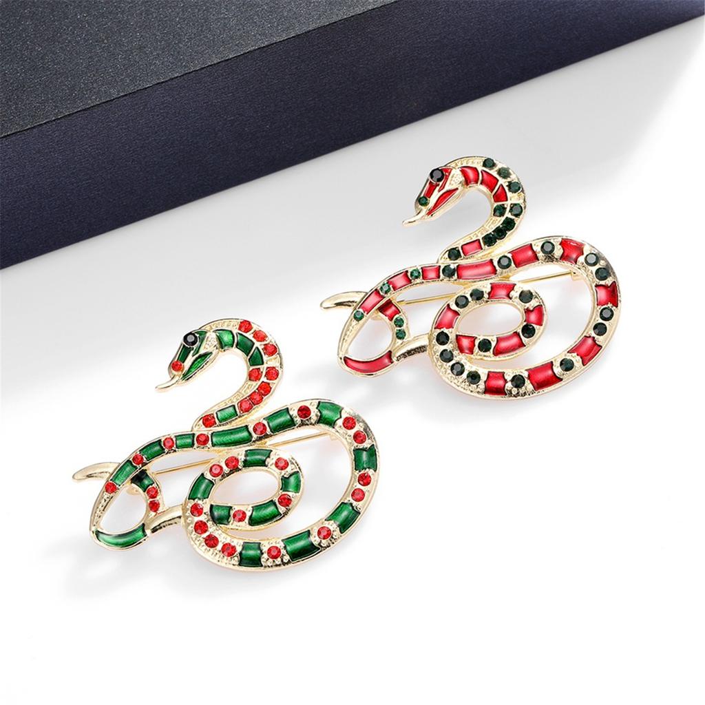 Rhinestone Snake Brooch Enamel Lapel Pin Nonfade Charm Suit Pin For Everyday Use And Festival Formal Event Cultural Gift