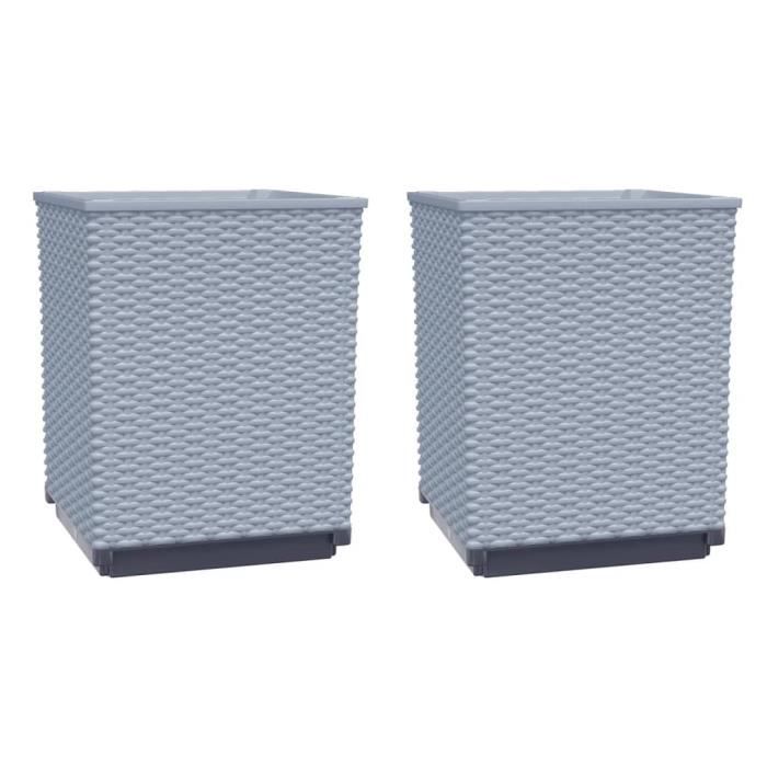 VidaXL Jardinières 2 pcs gris clair 30x30x37 cm polypropylène 364181