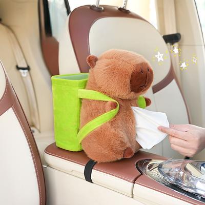 Kapibala boîte de rangement de mouchoirs de voiture seau dessin animé mignon en peluche capybara accoudoir de voiture boîte d'extraction boîte de rangement de papier