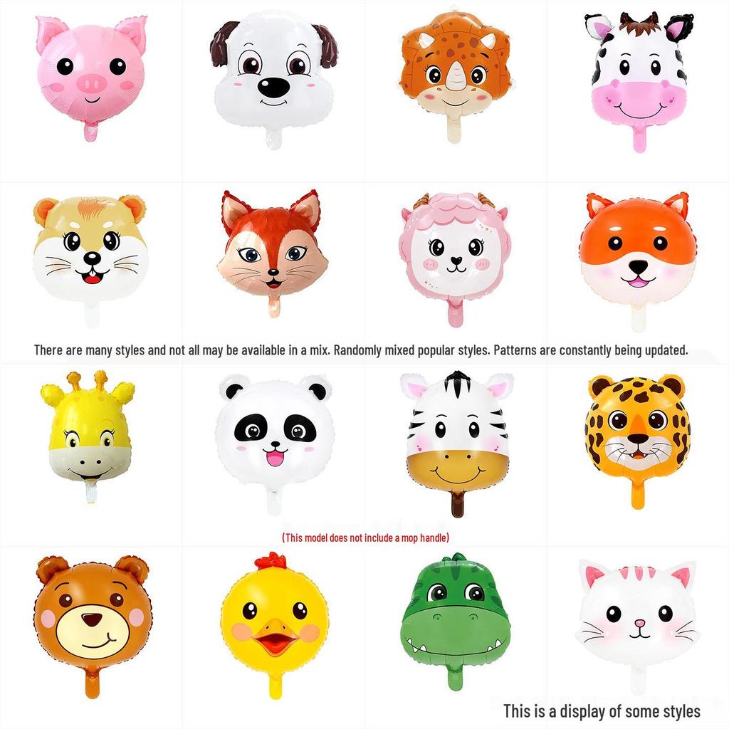 18" New Q Version Kids' Cartoon Animal Foil Balloon for Birthday Decorations
