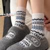Damen Vintage Fair Isle Wollsocken, Verdickt Warm Wadenlang, Herbst Winter, Kaffeefarben, Kniehoch.