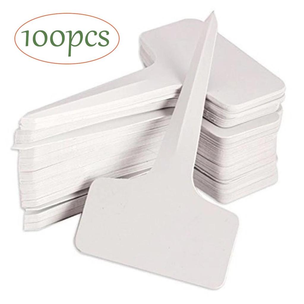 50/100 Pcs White PVC T-Type Plant Tags for Garden Labeling - 6x10 Cm