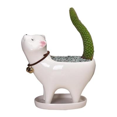 Kitten Ceramic Succulent Pots with Drain Hole Mini Pots for Plants Cactus Plants Containers for