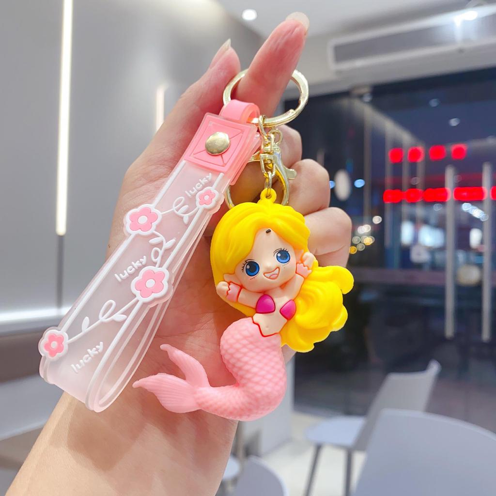 Soft Rubber Mermaid Keychain Doll - Cute Car or Bag Ornament, Small Gift