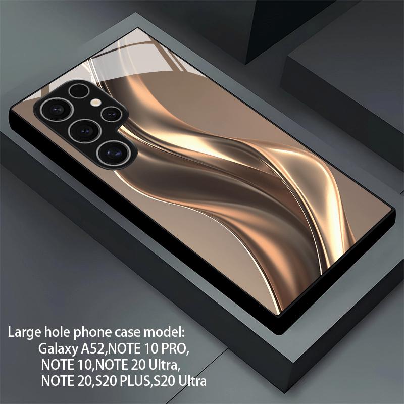 Golden Streamlined Glass Phone Case Suitable for Samsung Galaxy S26 S25 S24 S23 S22 S20 FE/Ultra/Plus Anti Drop Back Cover