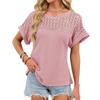 2026 Spring/Summer New Round Neck Lace Trim Loose Short Sleeve T-Shirt for Women