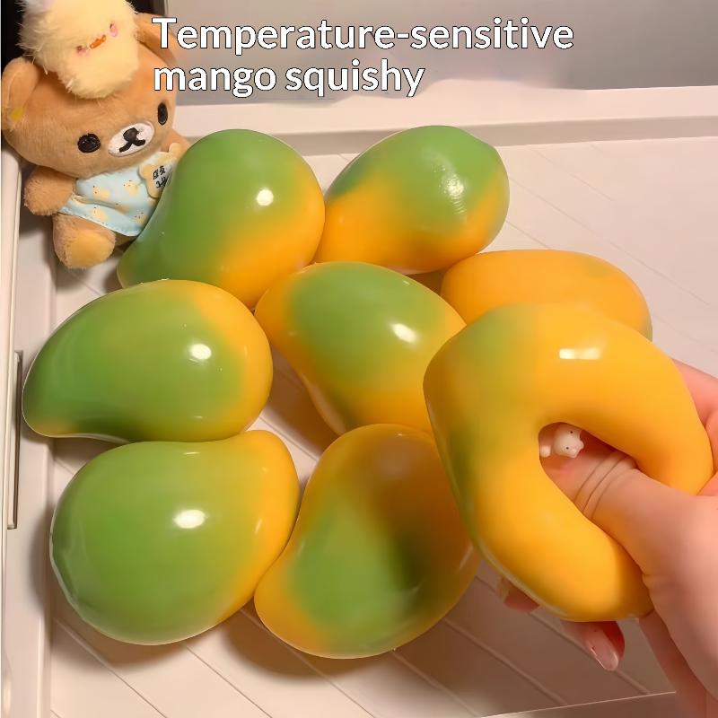 Temperaturwechselnde Mango-Quetsch-Slow-Rising-Fidget-Spielzeug-Simulation Frucht-Stressabbau-Quetschspielzeug für Kinder Erwachsene Geschenke