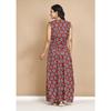 Red Cotton Printed Night Gown Women's Sleepwear Casual Wear Sleeveless Nighty