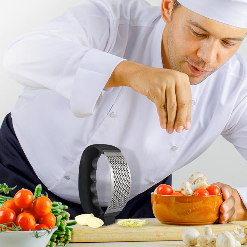 Prensa de Ajo de Acero Inoxidable Herramienta de Cocina Picadora Manual de Ajo con Forma de Anillo