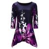 Plus Size Womens Asymmetric Floral Printed Short Sleeve Tunic Blouse For Summer Comfort