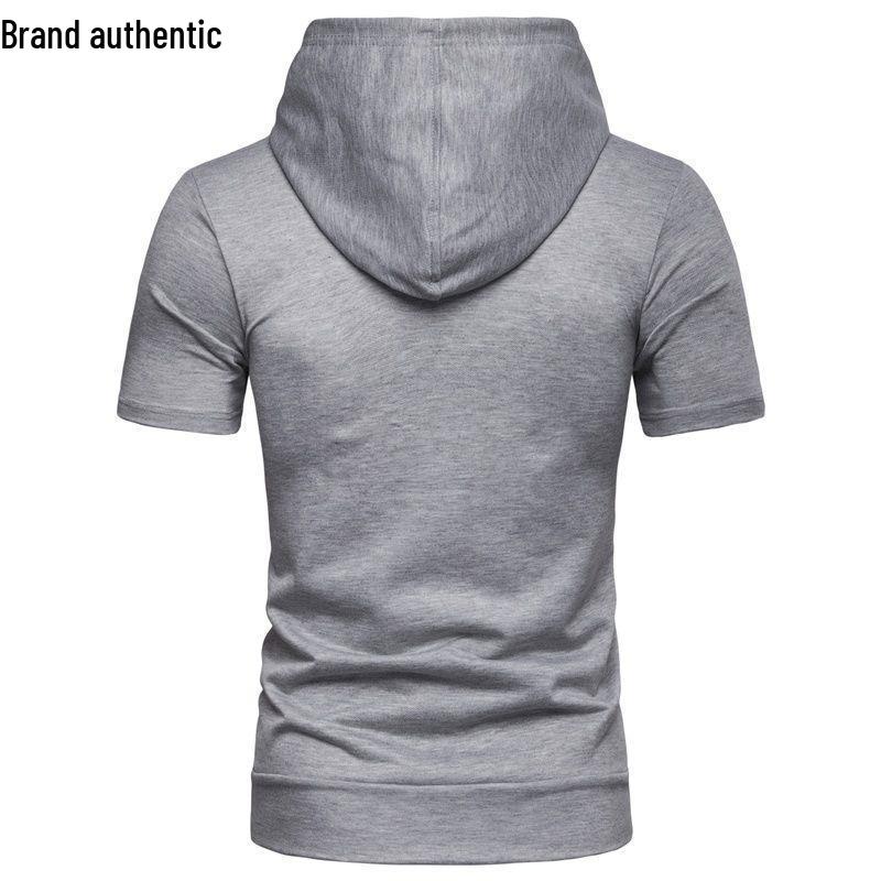 Men's Short Sleeve Slim Fit Hooded Cardigan Tee