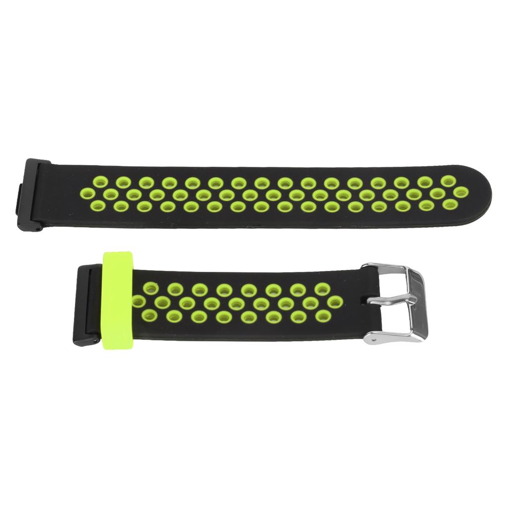 Smartwatch Strap Silicone Sweat Proof Breathable Adjustable Wrist Band for Watch Fit 2 Black and Green
