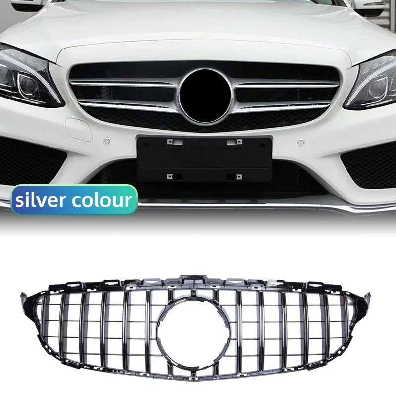 2015-2018 GT Grilles For Mercedez Bens C Class W205 Front Bumper Grille Sliver/Gloss Black Car Accessories