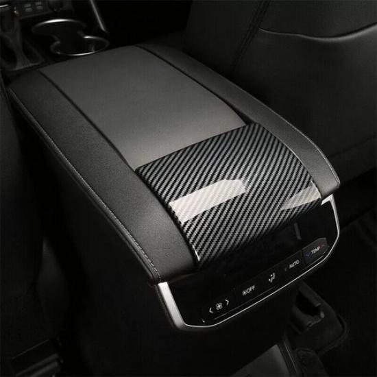 Carbon Fiber Rear Armrest Storage Box Cover Trim For Toyota Highlander 2021 2022