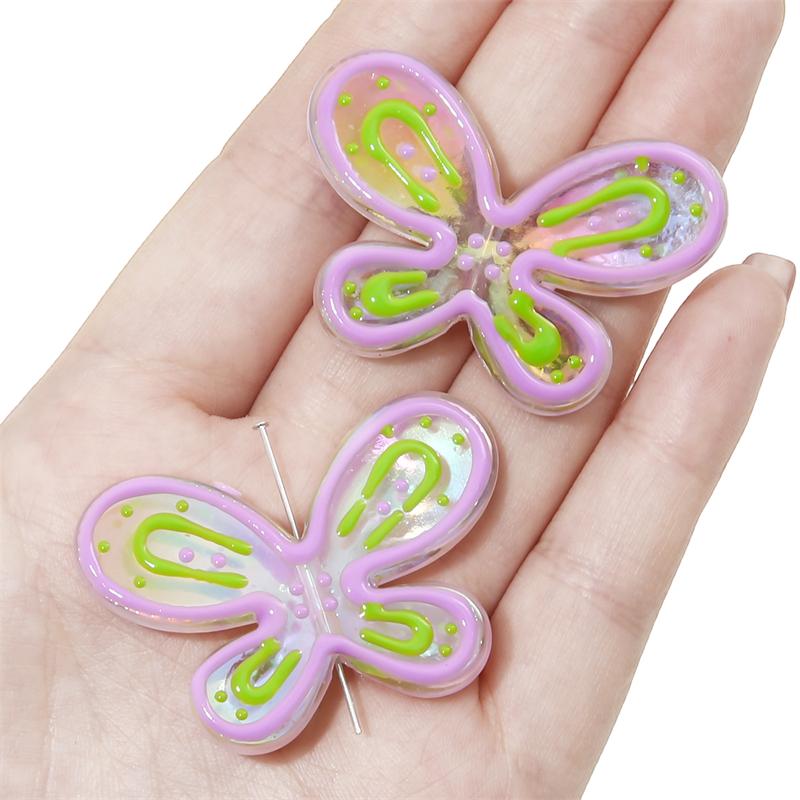 

Акриловые масляные бусины с каплями масла, ручная роспись, бусины-бабочки для изготовления ожерелья, браслета, серег, ювелирных изделий своими руками фиолетовый