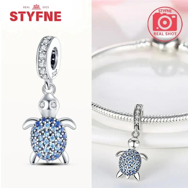 Women Bracelet Diy Fine Jewelry Gifts Original Charms Beads Copper Ocean Series Blue Turtle Starfish Shell Pendants