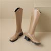 FOREADA Women Knee High Boots Square Toe Thick Mid Heels Long Boot Zipper Western Gogo Boots Lady Fashion Shoes Autumn Winter 43