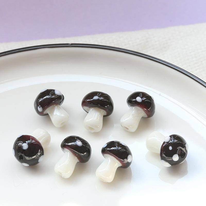 Colorful Cartoon Mushroom Glass Bead Pendants for DIY Jewelry Making - Earrings, Necklaces, and Accessories