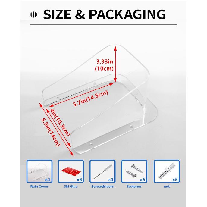 Doorbell Rain Cover Weatherproof Compatible for Ring/Blink/Google Nest Video Doorbell, Large Acrylic Doorbell Cover Protector for Outside Camera