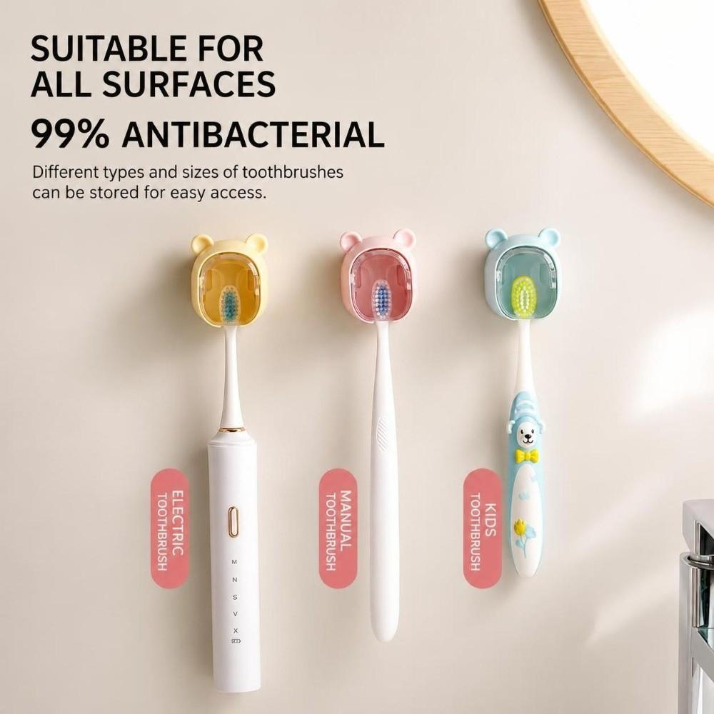 Flip-top Toothbrush Holder Dustproof Toothbrush Storage Box Durable Toothbrush Rack Bathroom Use