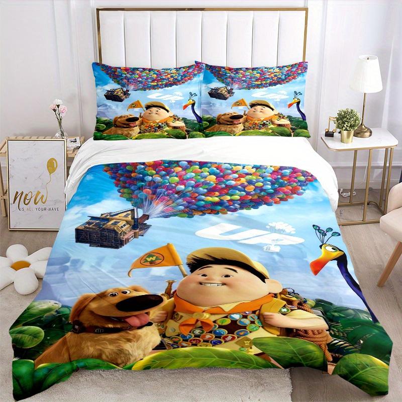 3pcs Up Balloon House Bedding Set, 1 Soft Quilt Cover + 2 Pillowcases, Machine Washable, Suitable for All Seasons, Perfect Gift for Family a