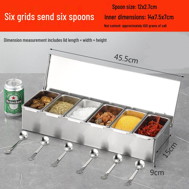 Stainless Steel Multi-Compartment Seasoning Box