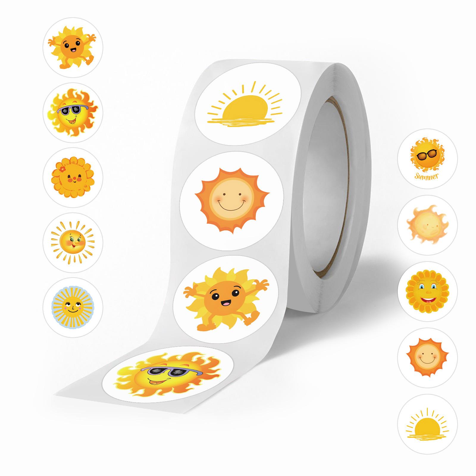 

500 наклеек/рулонов Sunny и High-light Рулоны Рулоны Детские Игрушки Наградные Наклейки Креативные Декоративные Самоклеящиеся Наклейки