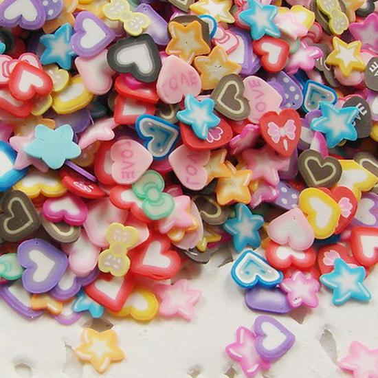 5mm Polymer Clay Slices for Nail Art, DIY Crafts: Fruit, Animal, Flower, Smiley Face, Heart Shapes