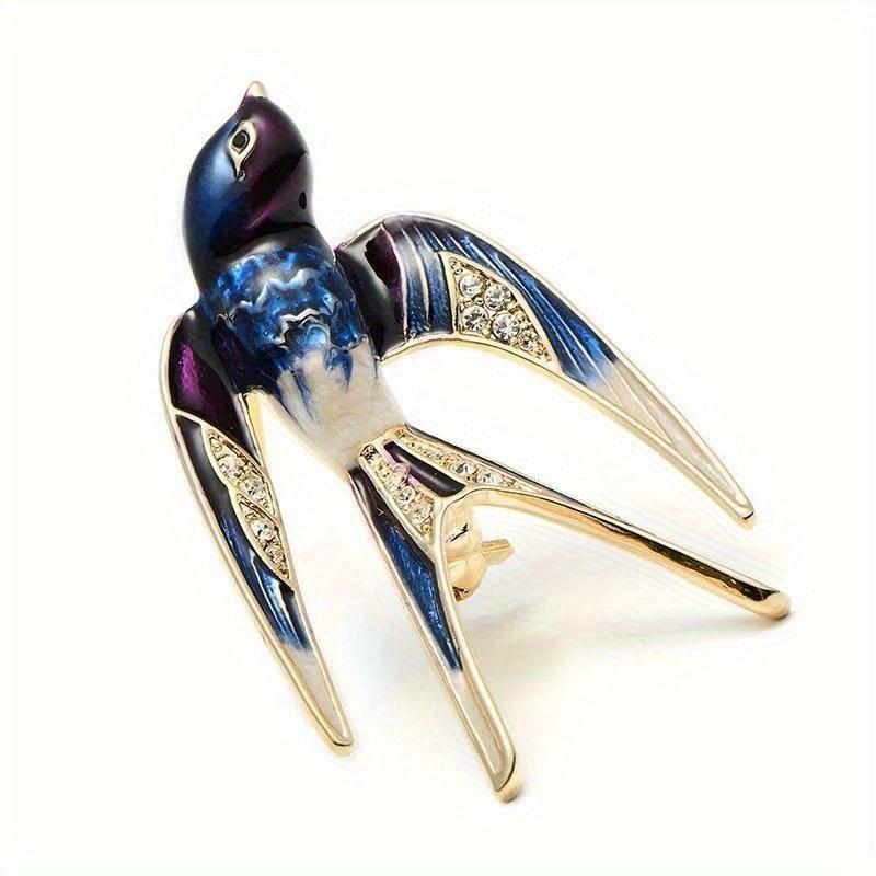 Klassieke broche met zwaluw van geëmailleerd metaal, geschikt voor sjaals, als kerstcadeau, voor banketten en bruiloften.