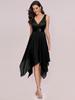 Ever-Pretty Women's Double V-Neck Empire Waist Lace Chiffon Asymmetrical Hem Prom Dresses
