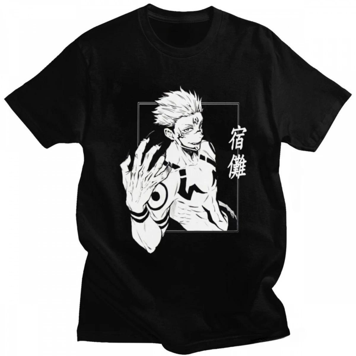 

Hip Pop Unique Streetwear Comic Tops Cool Shirt for Men Manga Tshirt Handsome Japan Anime Sukuna Jujutsu Kaisen Short Sleeves... S разноцветный