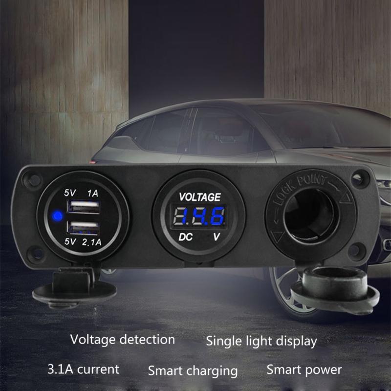 12-24V Car Dual USB Cigarette Lighter Socket 3.1A Boat Car Motorbike Tractor Charger Adapter Digital Voltmeter Universal