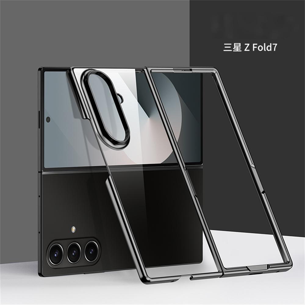 Luxury Electroplated Transparent Phone Case for Samsung Galaxy Z Fold 7 6 5 Shockproof Protective PC TPU Hard Back Cover Fold 7