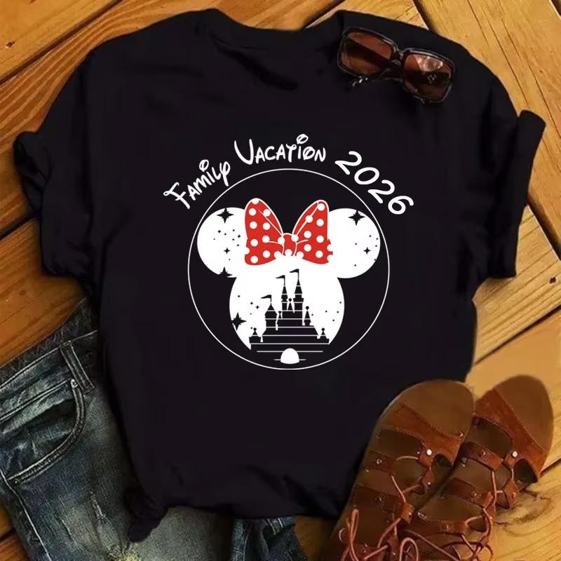 Disney Cartoon 2026 Trip Graphic Printed T-shirt Summer Female Casual Short Sleeve Tops Tees Fashion Clothing Harajuku T Shirt