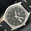 JAPAN 6309A VINTAGE SEIKO 5 AUTOMATIC MENS ARABIC BLACK DIAL WATCH A701320-5 R206a-a701320