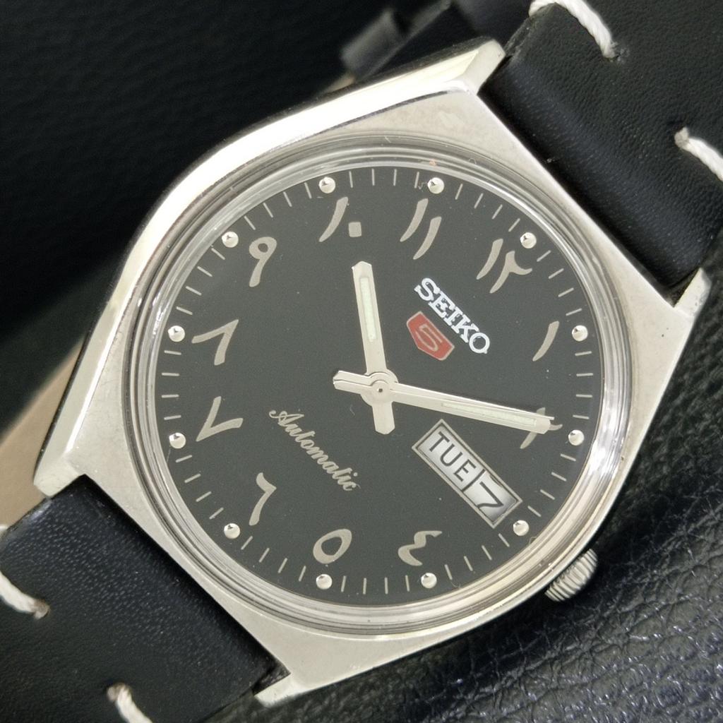 

ЯПОНИЯ 6309A ВИНТАЖНЫЕ МУЖСКИЕ АВТОМАТИЧЕСКИЕ ЧАСЫ SEIKO 5 С АРАБСКИМ ЧЕРНЫМ ЦИФЕРБЛАТОМ a701320-5 R206a-a701320